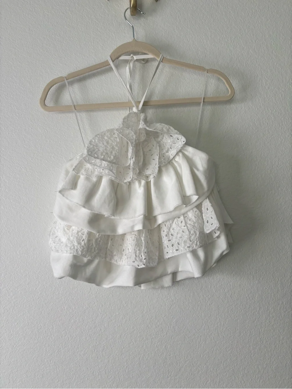 White Ruffled Halter Sundress - Picture 1 of 4